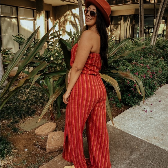 Striped Strapless Jumpsuit/ Romper - Picture 1 of 4